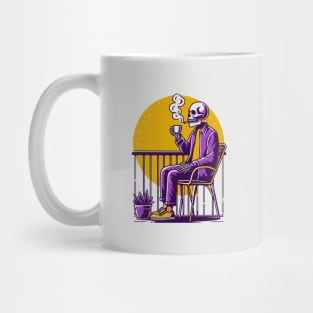 chill skull - chill in the afternoon with a cup of coffee and a cigarette Mug